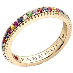 Fabergé Colours of Love Yellow Gold Multicoloured Gemstone Set Fluted Ring