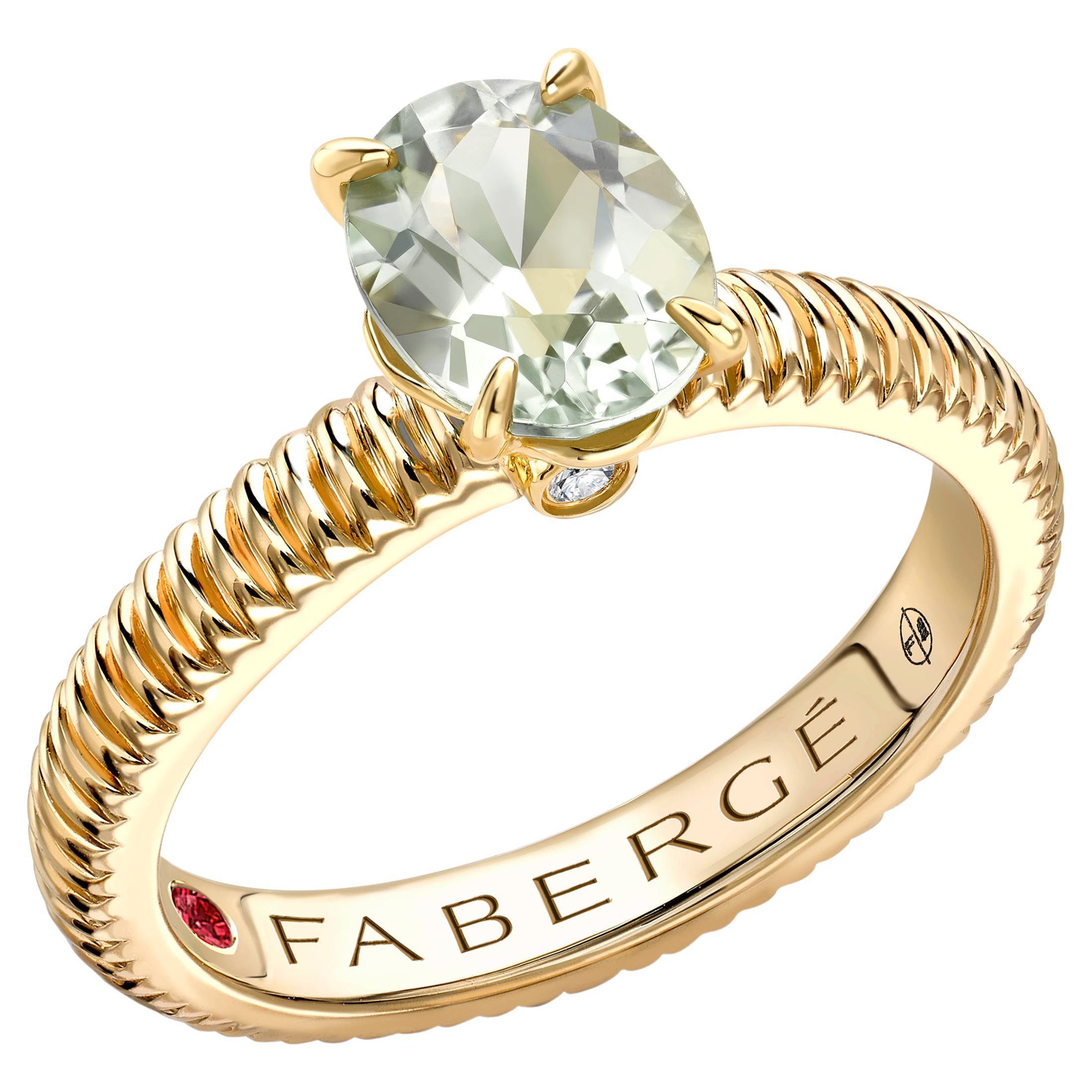 Fabergé Colours of Love Yellow Gold Green Tourmaline Fluted Ring