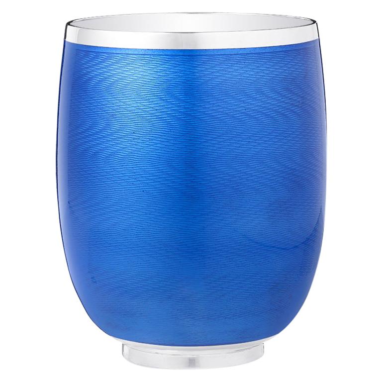 Fabergé Constructivist Royal Blue Guilloché Enamel Water Beaker For Sale