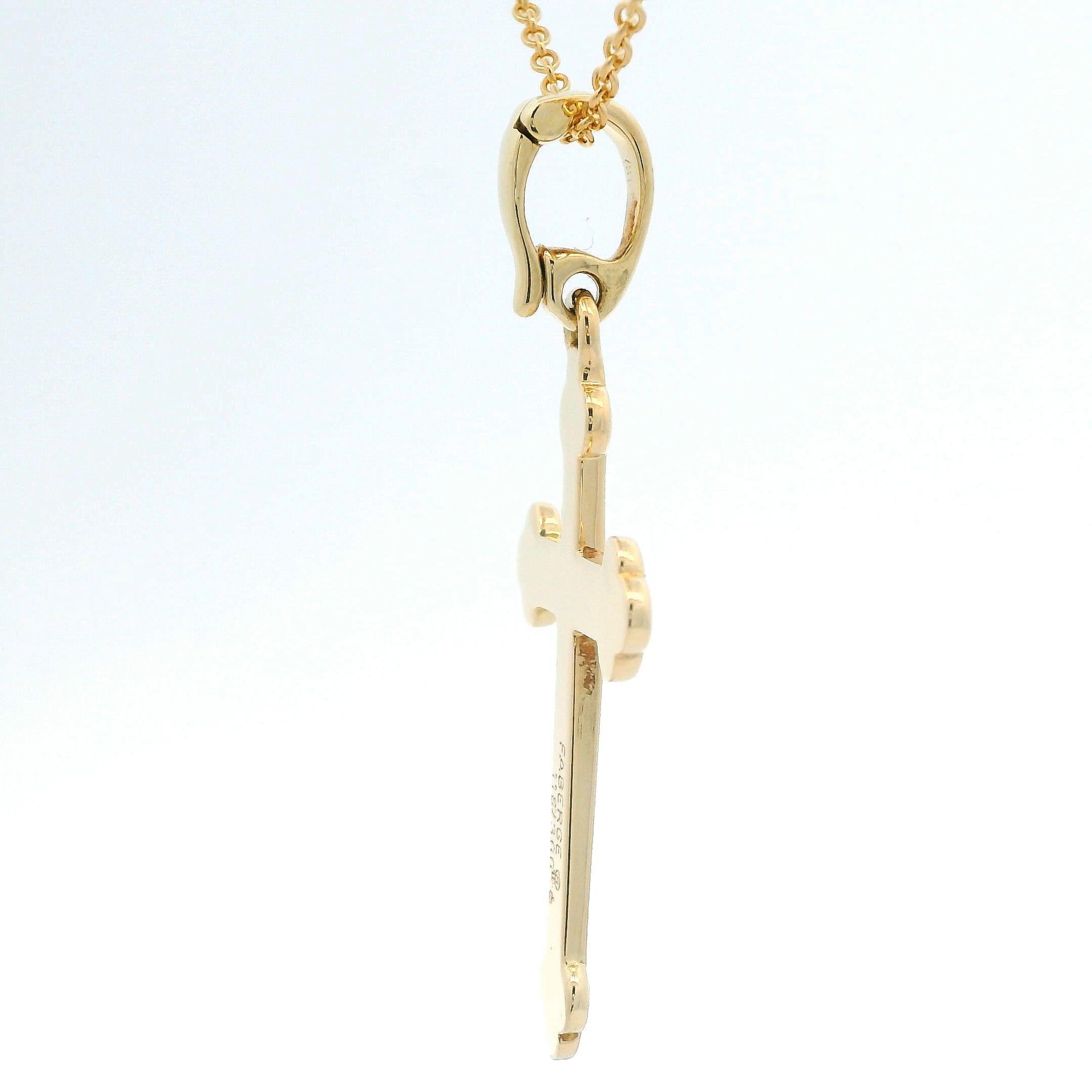 Fabergé Cross Pendant 18K Yellow Gold Vivid Red Vitreous Enamel Enhancer Bale In Excellent Condition In Pforzheim, DE