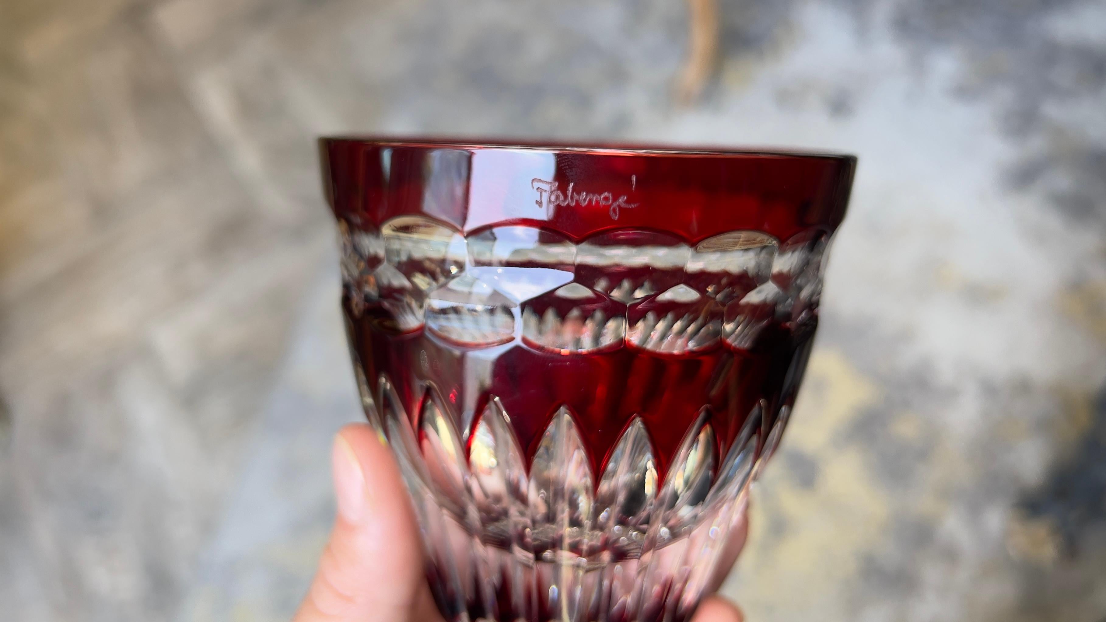 Ensemble de 4 verres à vodka en cristal Na Zdorovye de Fabergé 3