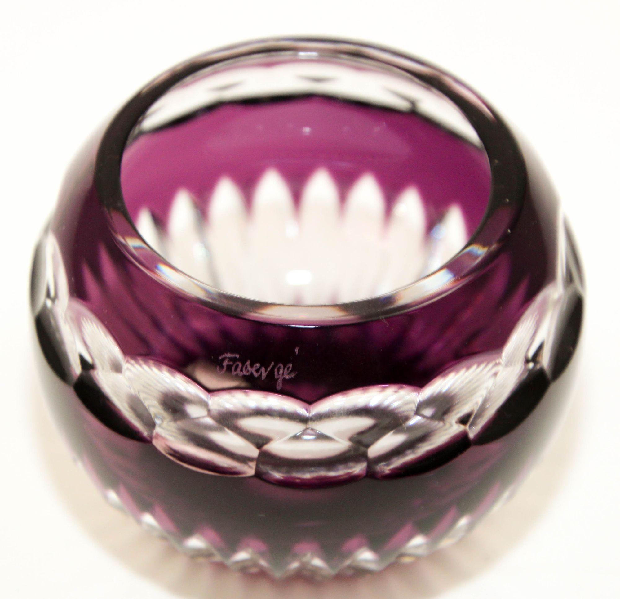 Votive Faberge-Kerzenhalter aus Kristall mit Amethystschliff in Klarschliff im Angebot 3