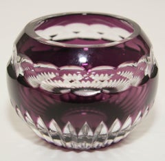 Faberge Crystal Votive Candle Holder Amethyst Cut to Clear