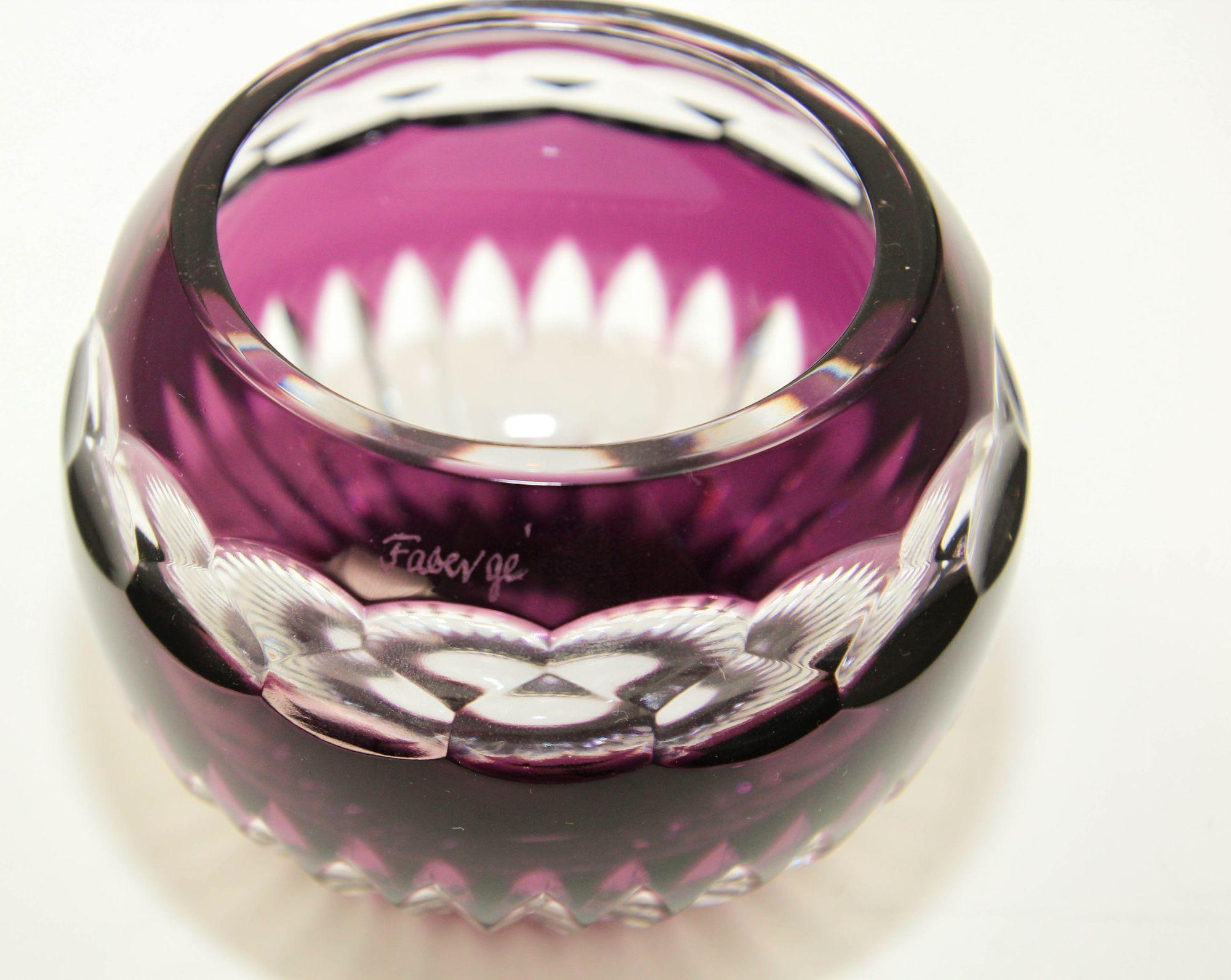 Porte-bougie Votive Faberge en cristal Améthyste taillée en clair Bon état - En vente à North Hollywood, CA