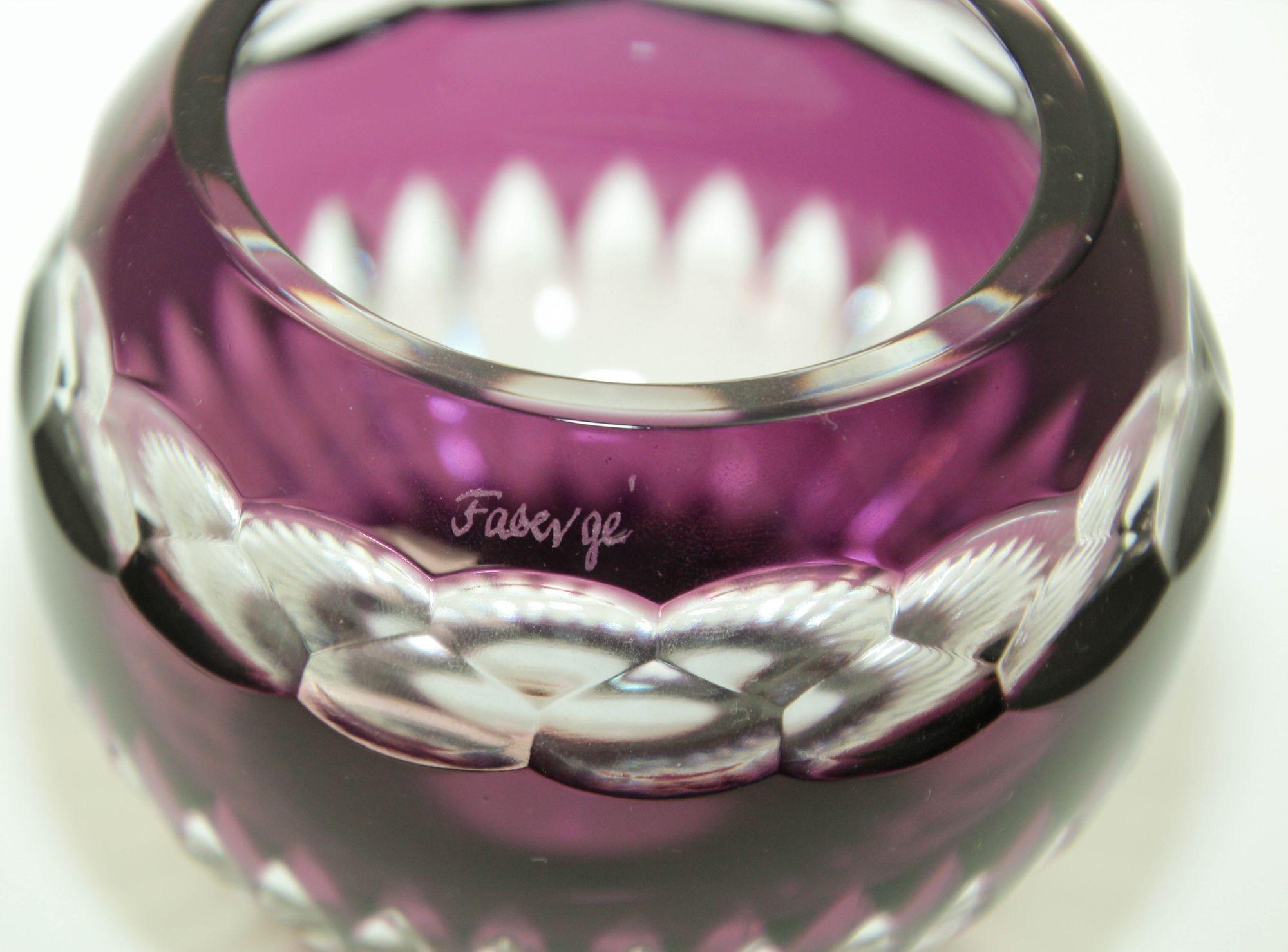 20ième siècle Porte-bougie Votive Faberge en cristal Améthyste taillée en clair en vente