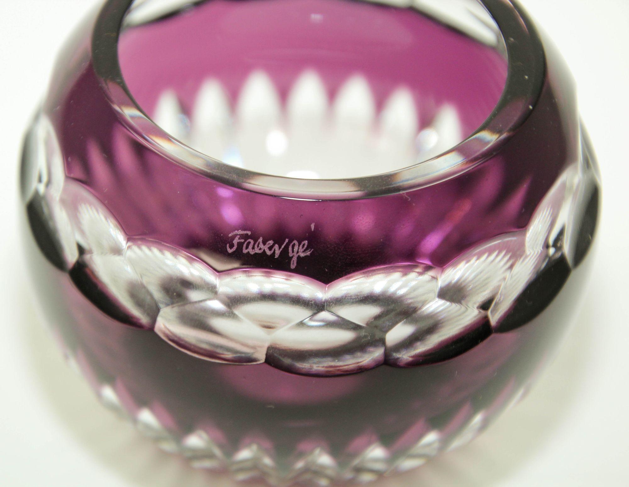 Votive Faberge-Kerzenhalter aus Kristall mit Amethystschliff in Klarschliff im Angebot 2