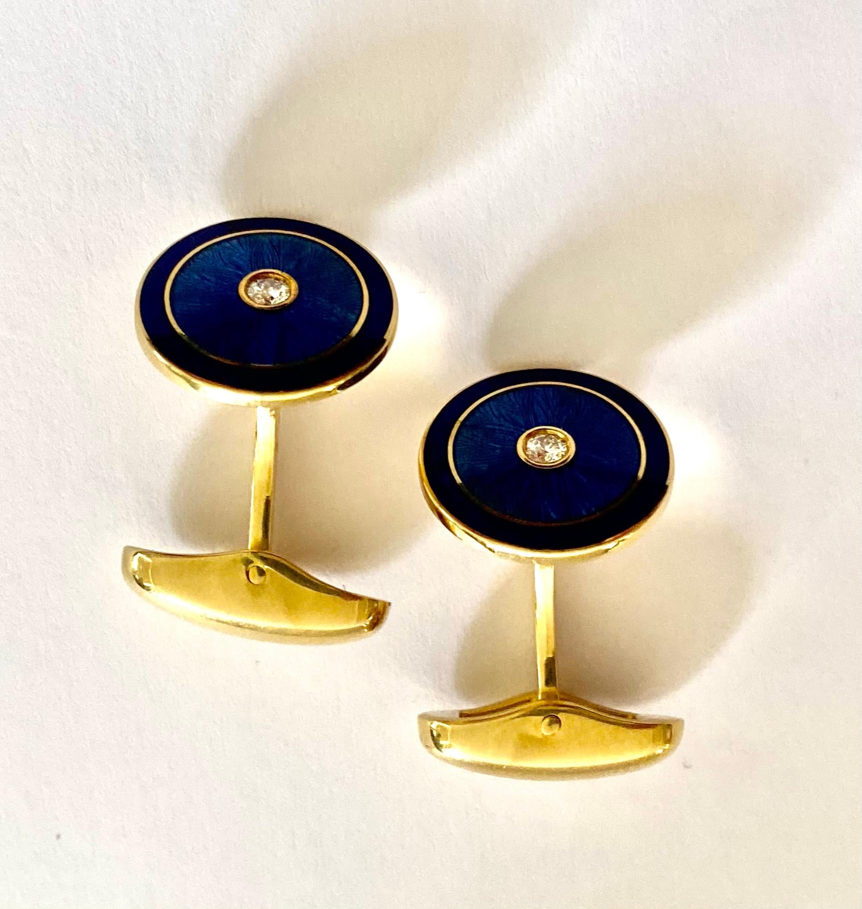 blue enamel cufflinks