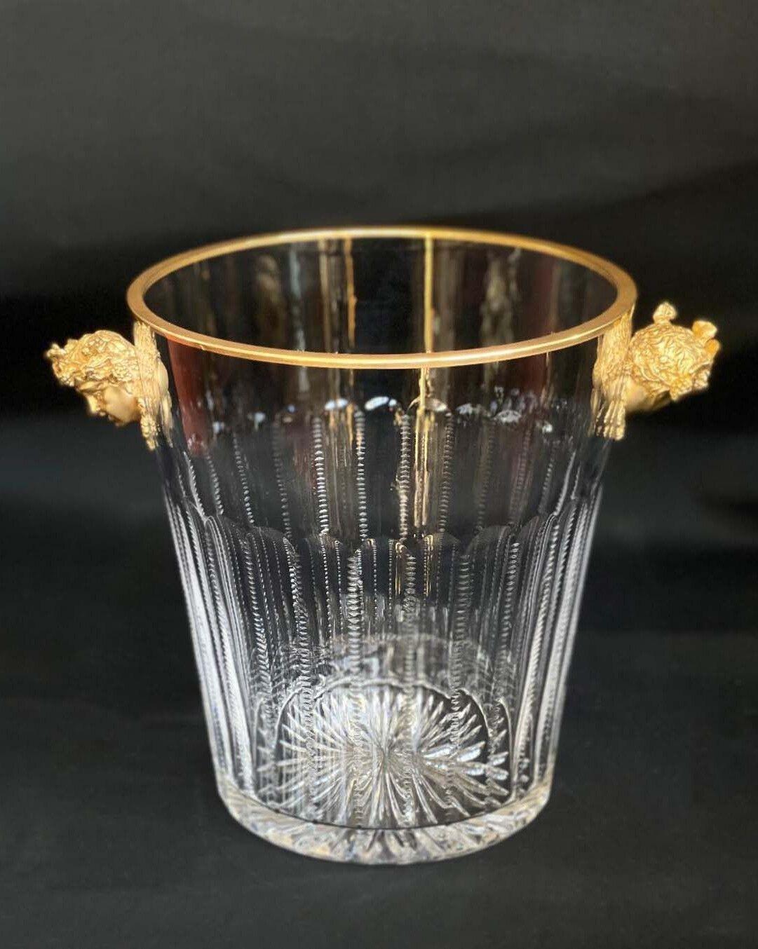Cut crystal and bronze Champagne cooler or ice bucket by Fabergé. Marked 