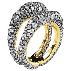 Fabergé De Jour 18 Karat Gold Diamond Encrusted Double Band Ring, US Clients