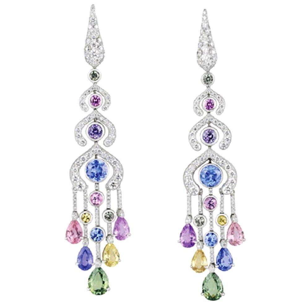 Fabergé Délices D’Été White Diamonds and Pear Shape Sapphires Earrings
