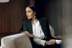 Fabergé Dentelle de Perles White Diamonds & Cabochon Blue Sapphire Stud Earrings