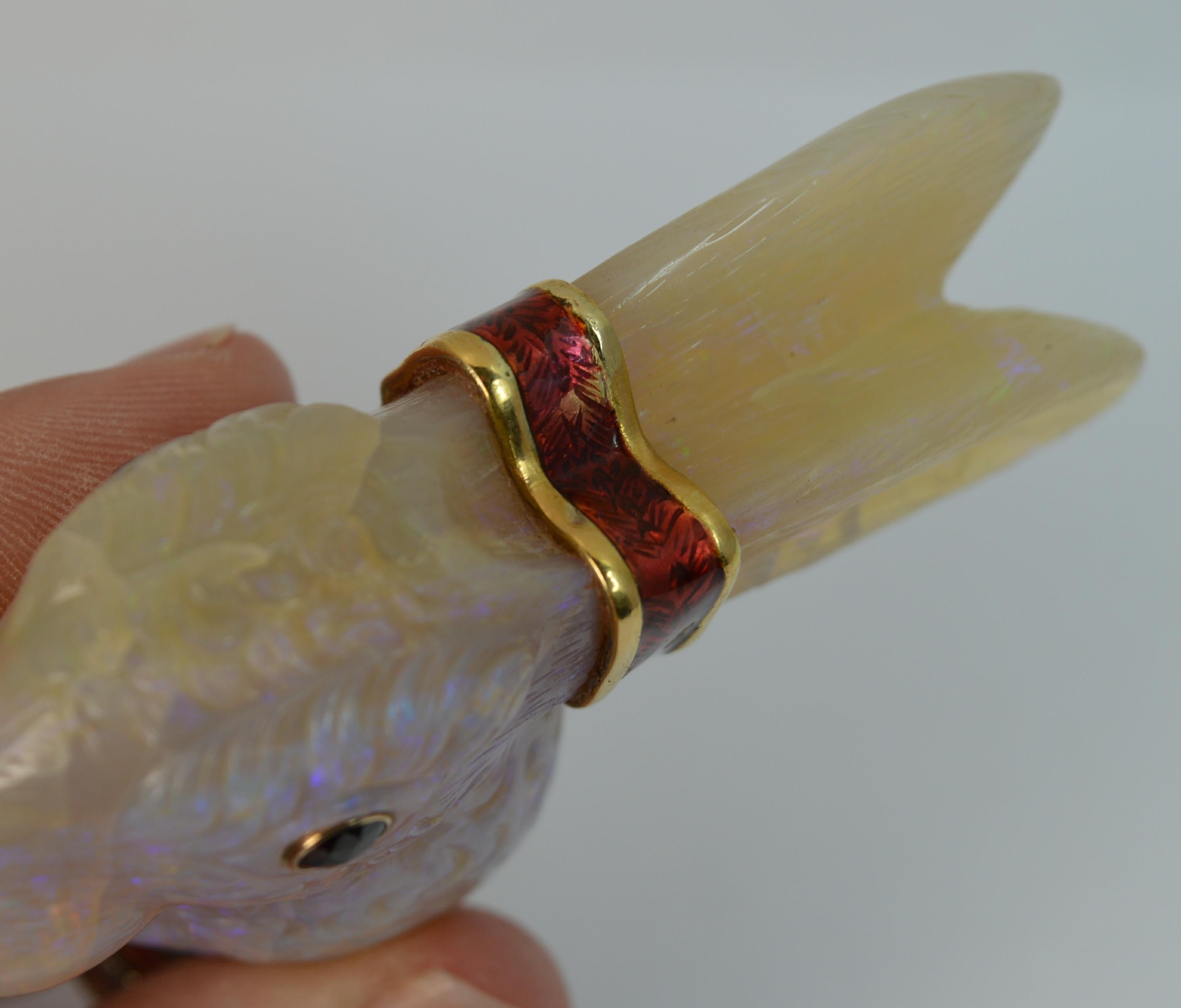 Faberge Designer Opal Enamel and Garnet Rabbit Walking Cane / Handle 5