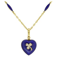 Used Faberge Diamond and Enamel Heart Pendant