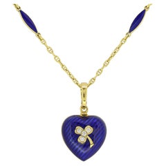 Faberge Diamond and Enamel Heart Pendant