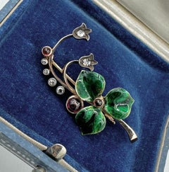 Faberge Diamond Enamel Flower Brooch Antique 1900 August Hollming Workmaster