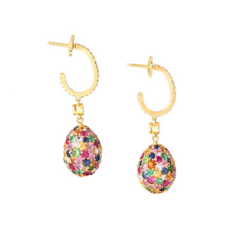 Fabergé Diamond Gems Yellow Gold 18K Earrings In New Condition For Sale In Geneva, CH
