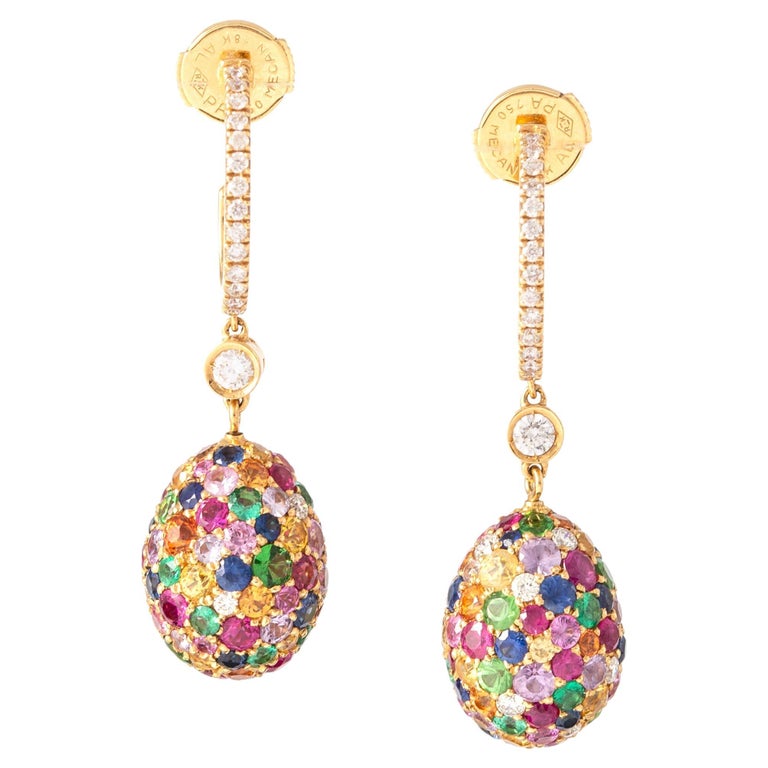 Fabergé Diamond Gems Yellow Gold 18K Earrings For Sale