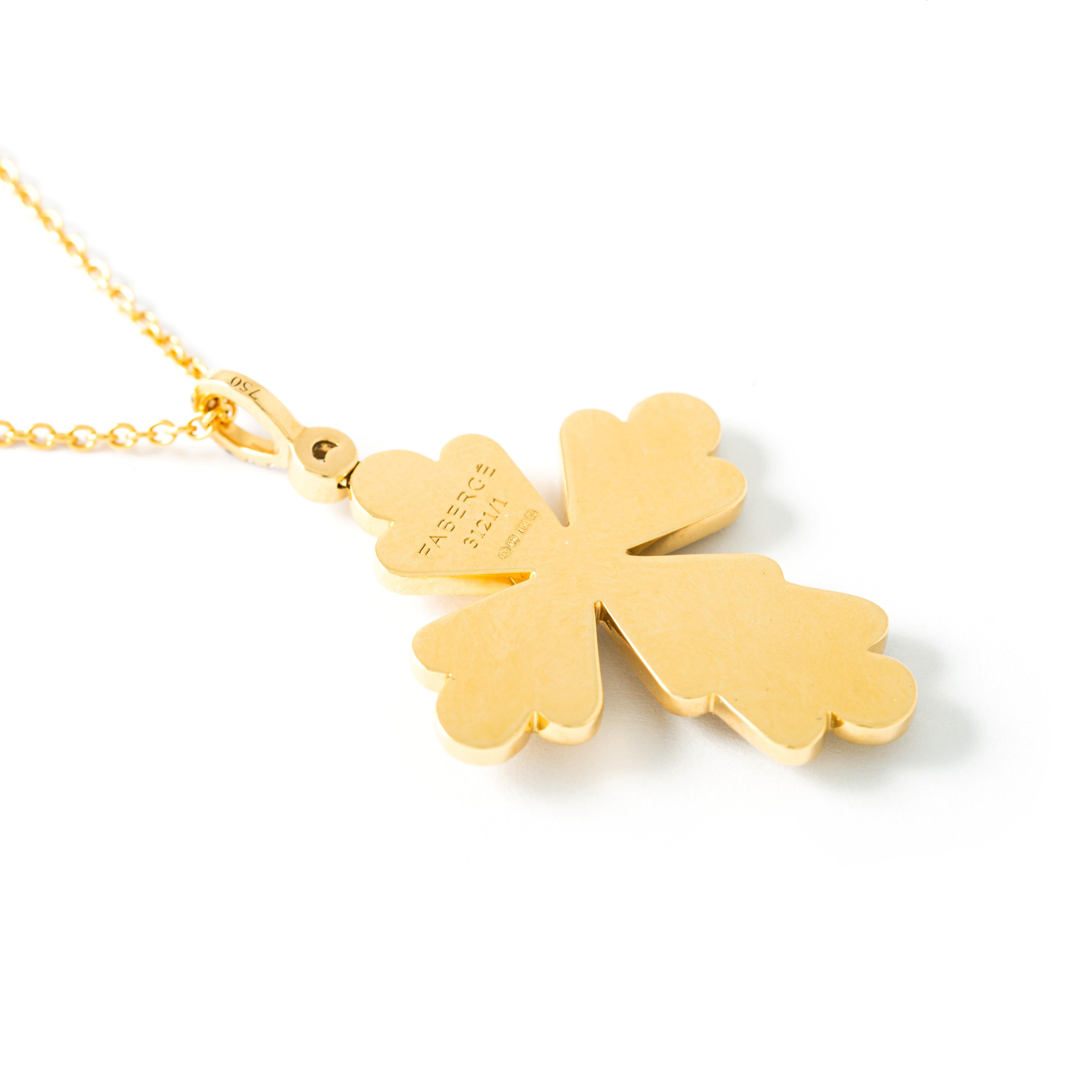 Fabergé Diamond Yellow Gold 18K Cross Pendant Necklace In New Condition In Geneva, CH