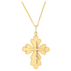 Fabergé Diamond Yellow Gold 18K Cross Pendant Necklace