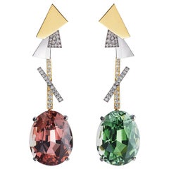 Fabergé Dissonance 18K Gold Diamond & Tourmaline Drop Earrings, US Clients
