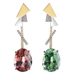 Fabergé Dissonance 18K Gold Diamant & Turmalin Tropfenohrringe