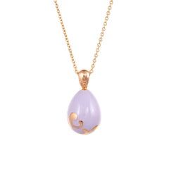 Faberge Egg Pendant Necklace 18 Karat Rose Gold Lilac Purple Fine Jewelry Chain