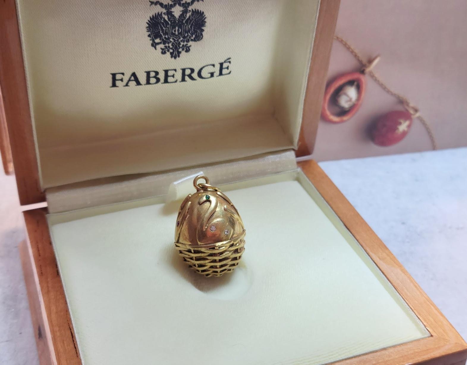 Fabergé Egg Pendant with Diamonds, Rubies, Emeralds, workmaster August Holmström 5