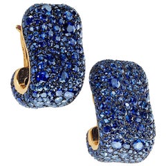 Fabergé Emotion 18K Gold & Silver Sapphire Encrusted Clip Earrings, US Clients