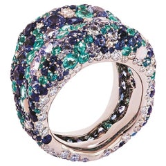 Fabergé Emotion 18K Gold Diamond & Gemstone Encrusted Chunky Ring, US Clients