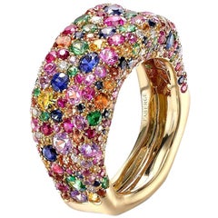 Fabergé Emotion 18 Karat Gold Diamond and Gemstone Encrusted Ring, US Clients