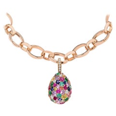 Fabergé Emotion 18K Gold Diamond, Sapphire, Ruby & Encrusted Egg, US Clients