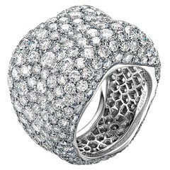 Fabergé Emotion 18 Karat White Gold Diamond Encrusted Chunky Ring, US Clients