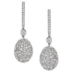 Fabergé Emotion 18K White Gold Diamond Encrusted Hoop Drop Earrings, US Clients