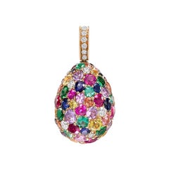 Fabergé Emotion 18K Gold Diamond, Sapphire, Ruby & Encrusted Egg, US Clients
