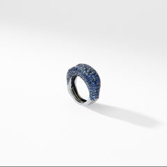 Fabergé Emotion 18k White Gold Blue Sapphire Encrusted Ring