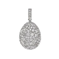 Fabergé Emotion 18 Karat White Gold Diamond Encrusted Egg Charm, US Clients