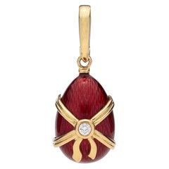 Modern Faberge Enamel and Diamond Egg Pendant