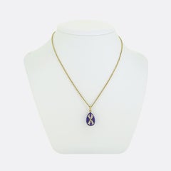 Fabergé Enamel and Diamond Egg Pendant Necklace