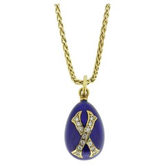 Fabergé Enamel and Diamond Egg Pendant Necklace