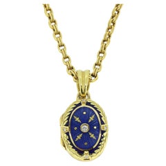 Fabergé Enamel and Diamond Locket Pendant Necklace