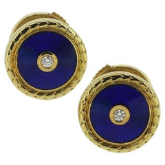 Fabergé Enamel and Diamond Stud Earrings