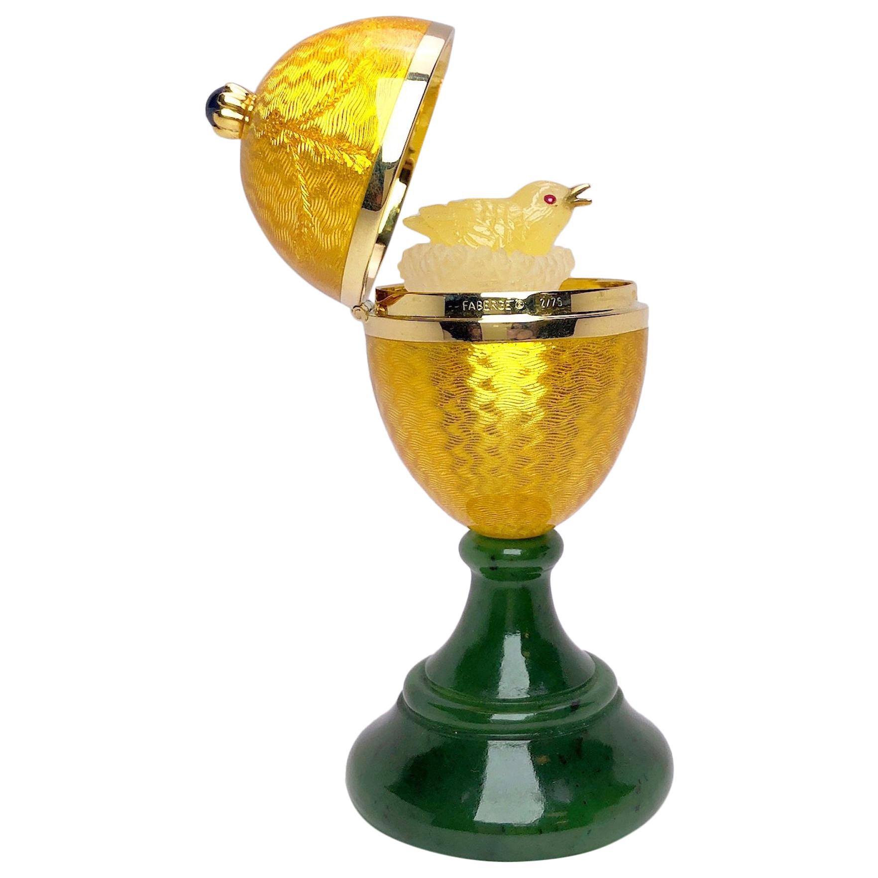 Modern Faberge Enamel and Yellow Gold Ltd. Edition Surprise Egg with Chick
