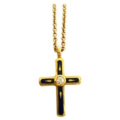 Fabergé Enamel Cross with Gold Necklace, Victor Mayer