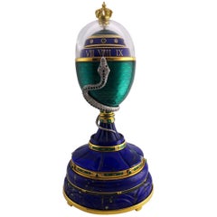 Faberge Enamel, Diamond and Emerald Limited Edition Serpent Egg with Certificate