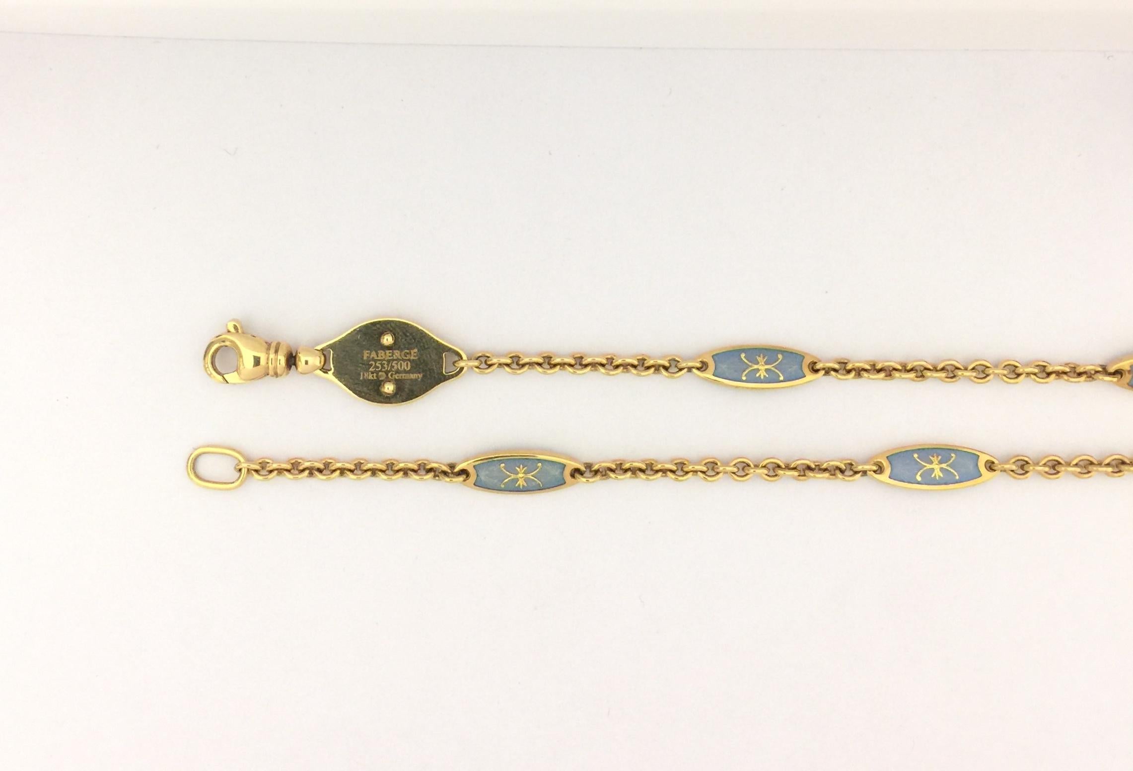 Collana a stazioni con smalto Faberge.
oro giallo 18k 
Smalto
Lunghezza 18 pollici
F1543OB