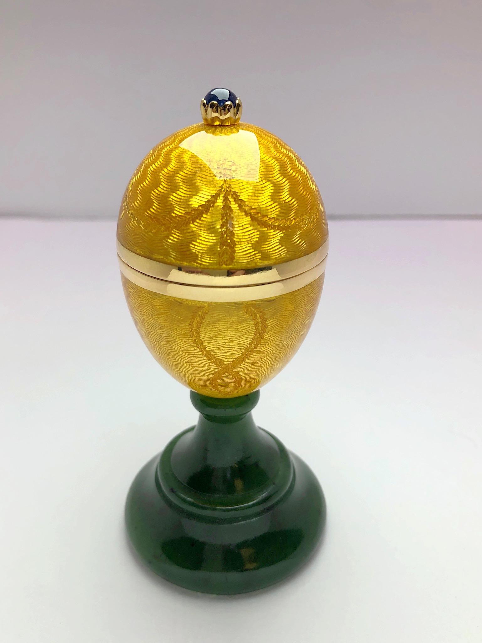 Art Nouveau Modern Faberge Enamel and Yellow Gold Ltd. Edition Surprise Egg with Chick