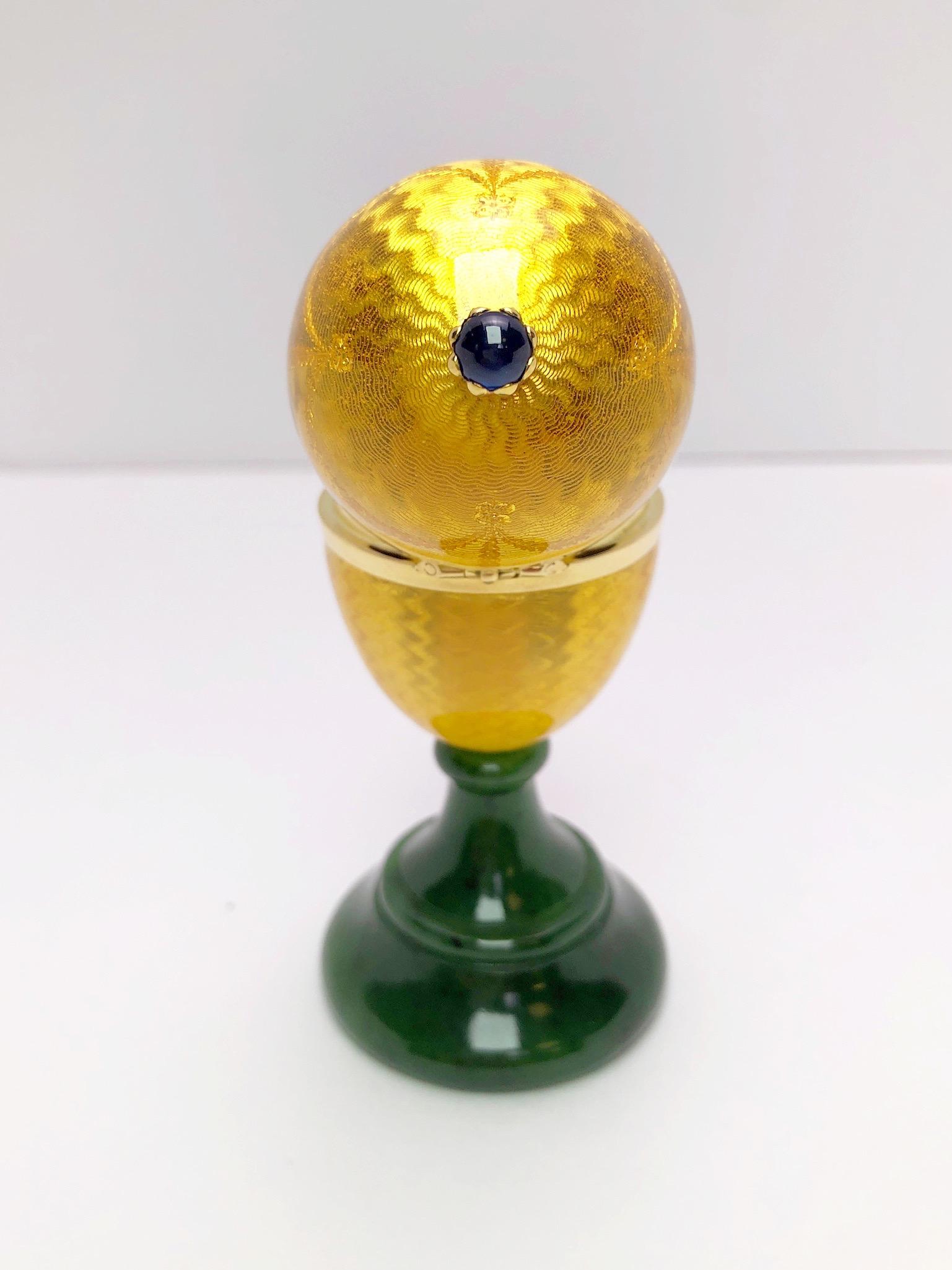 Cabochon Modern Faberge Enamel and Yellow Gold Ltd. Edition Surprise Egg with Chick
