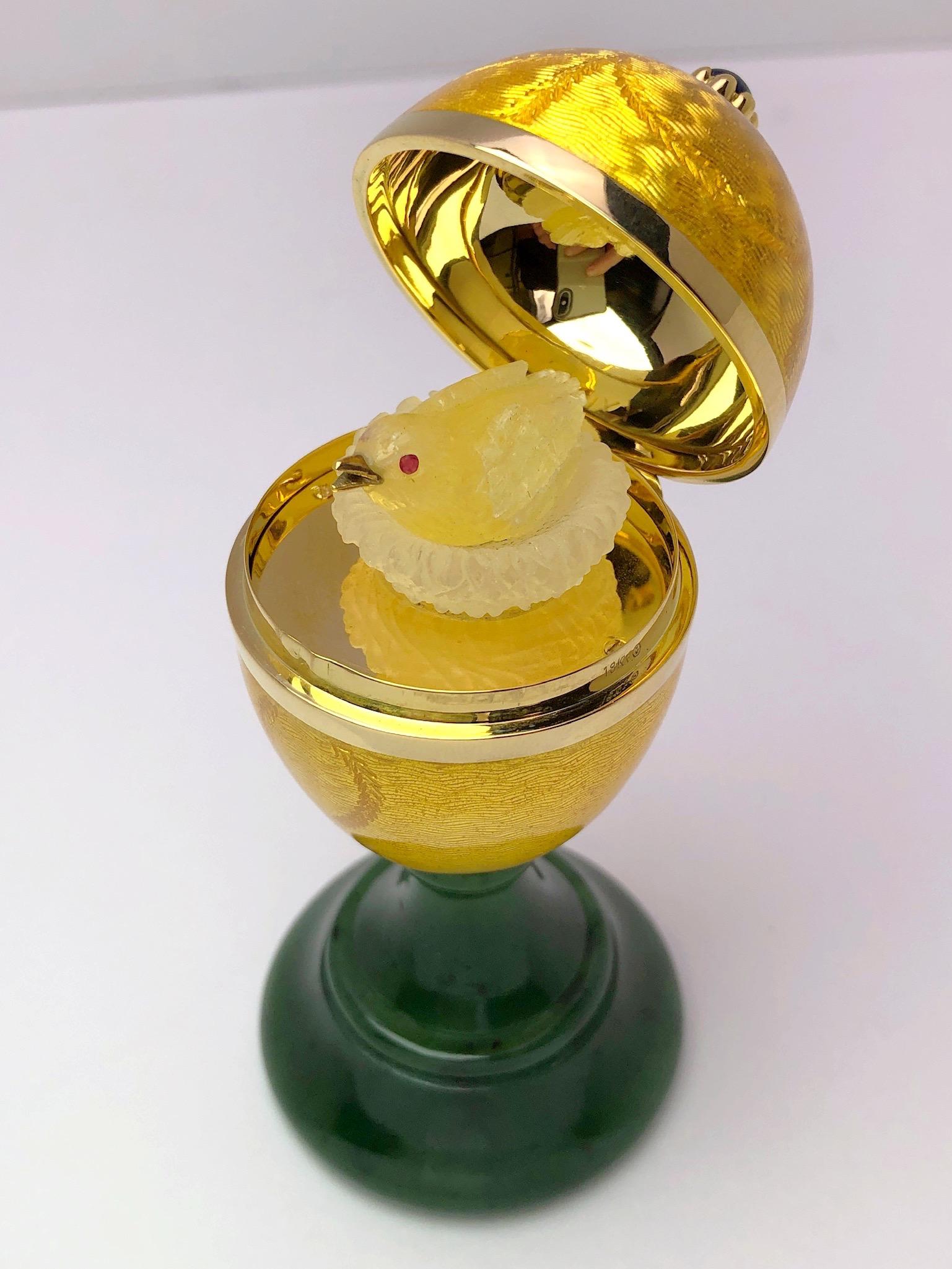 Modern Faberge Enamel and Yellow Gold Ltd. Edition Surprise Egg with Chick 2