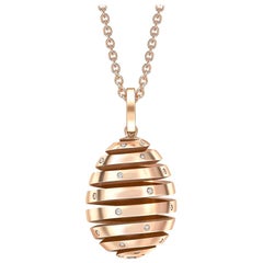 Fabergé Essence Rose Gold Diamond Set Spiral Egg Pendant, US Clients