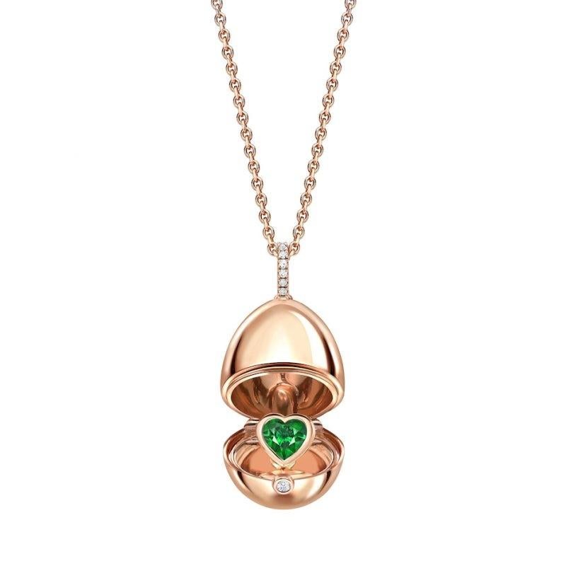 Heart Cut Fabergé Essence Rose Gold Emerald Heart Surprise Locket 1258FP2392